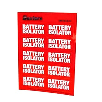 Label Battery Isolator Red [10 Pcs Per Sheet] Self Adhesive