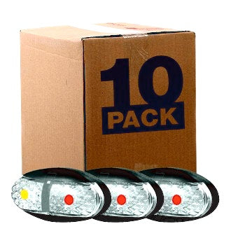 LED Clearance Light Amber Red 10-30V 4 LED Oval 60x30mm Lens Clear Base Black 2.5MT [10 pk]