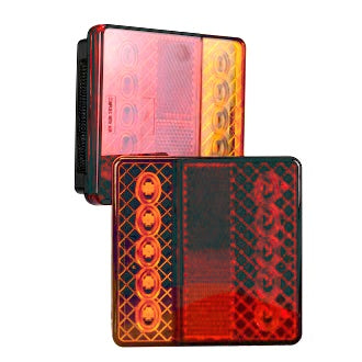 LED Rear Combination Lamp Kit 12V Stop/Tail/Ind/Ref/Lic Surface Mnt 100x100mm Twin Pac