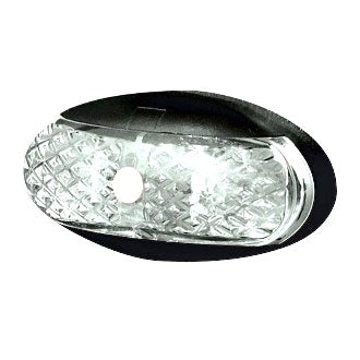 LED Clearance Light White 10-30V Oval 60 x 30mm Clear Lens 2.5mt Cable