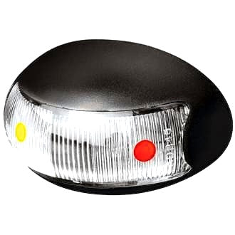 LED Clearance Light Amber Red 10-30V 2 LED Oval 60x37mm Lens Clear Base Black 2.5mt Lead