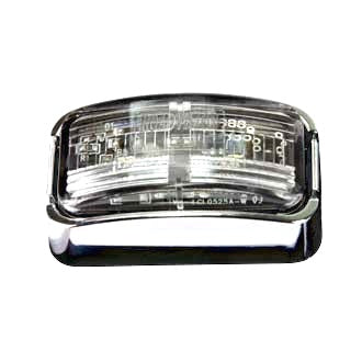 LED Clearance Light White 10-30V 56x31x22mm Clear Lens Chrome Fixed Mount 0.5m Lead