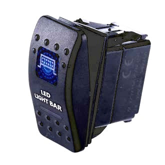 Switch Rocker 12V 20A 24V 10A OFF/ON Bar Light Symbol Blue Illumination