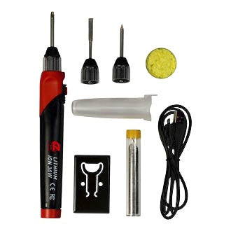 Rechargeable Lithium Soldering Iron Kit 30W includes Case Tips and Solder