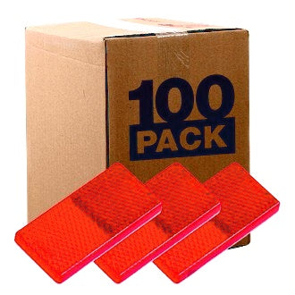 Reflector Adhesive Red Rect 65 x 30 x 8mm Bulk Pack of 100