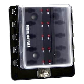 Fuse Box Mini Wedge Fuse Type 10 Block With LED Indicator Wh en Circuit Becomes Open