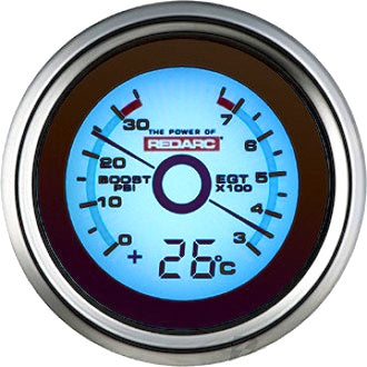 Gauge Boost Pressure & Exhaust Gas Temperature 52mm Dia. With Optional Temperature Display