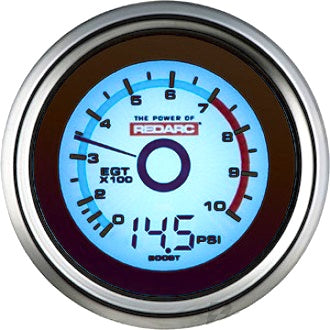Gauge EGT & Boost Pressure With Wiring Harness 52mm Satin Chrome Bezel