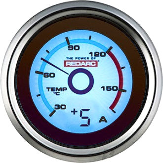 Gauge Oil Temperature Optional 100A Current Display 52mm Satin Chrome Bezel