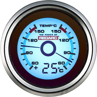 Gauge Dual Temperature Optional Additional Temp 52mm Satin Chrome Bezel