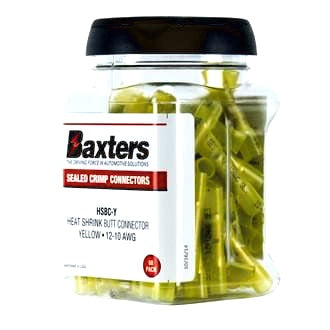 Heat Shrink Butt Connector 5-6mm Insulated Joiner Yellow Pkt 60