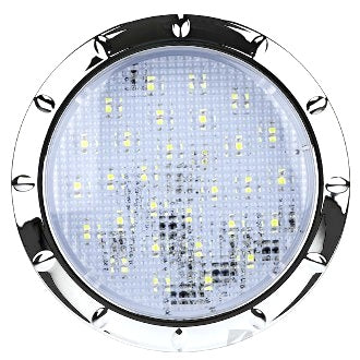 LED Interior Lamp Chrome White Recessed Mount 12V 30 LEDs 100mm Chrome Body