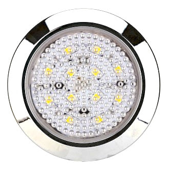 LED Interior Lamp Round Chrome Surface Mount 12V 70mm x 14mm Cool White 6000K Chrome Brack