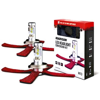 LED Headlamp Conversion Kit 10-30V H13 High/Low 24W 6000K +150% More Light + 12V T10 LED