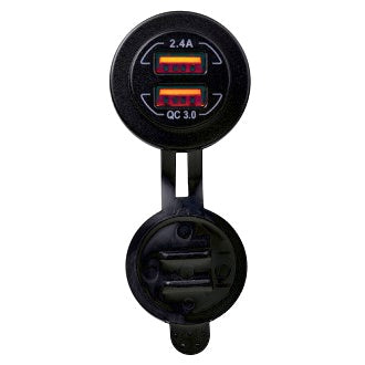 USB-A Outlet Charging with 1 X QC3.0 and 1 X 2.4A Outputs