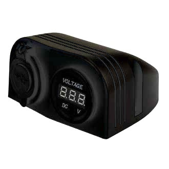 Double USB Socket & Voltmeter Surface Mount 12/24V Input