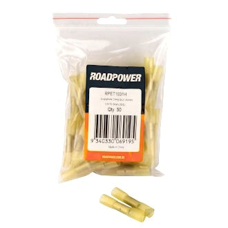 Heat Shrink Butt Connector 5-6mm Insulated Joiner Yellow Pkt 50