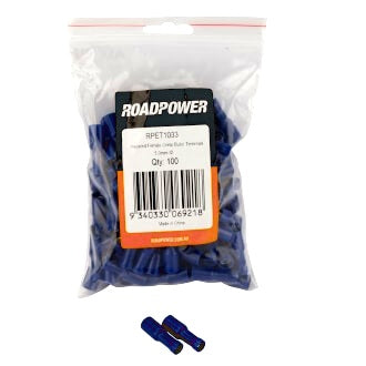 Crimp Terminal Female Bullet 5mm Insulated Blue Pkt 50