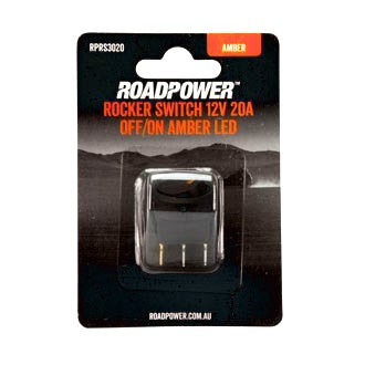 Switch Rocker 12V 20A OFF/ON SPST 20mm Mount Amber LED
