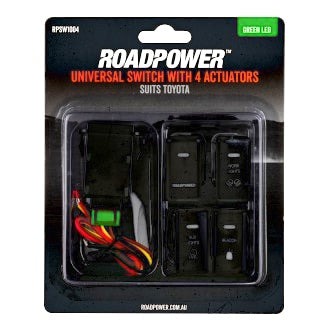 Switch OE Type Green 4 Symbols Roadpower/Work Light/Aux Light Beacon Suits Toyota 39x21mm