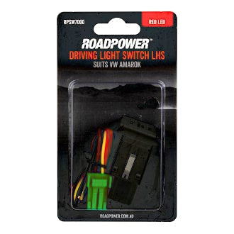 Switch Driving Light Suits VW Amarok LHS OE Style Inc Harness 30 x 26mm Red LED