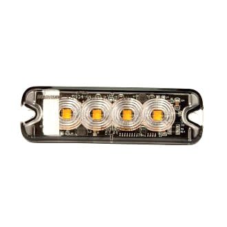 LED Strobe Module Amber 10-30V 4 LED 12W 19 Flash Patterns Synchronizable SAE Class 1