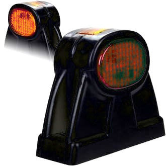 LED Clearance Lamp Amber Red 10-30V 8 LED Black Housing Rubber Mounted