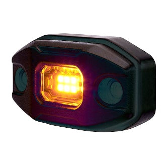 LED Work/Rock Light Amber 10-30V 6x1.5W Flood Beam +2 Mounts IP67