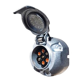 Trailer Socket 7 Pin Round Large Metal Body with Internal Screw Terminals